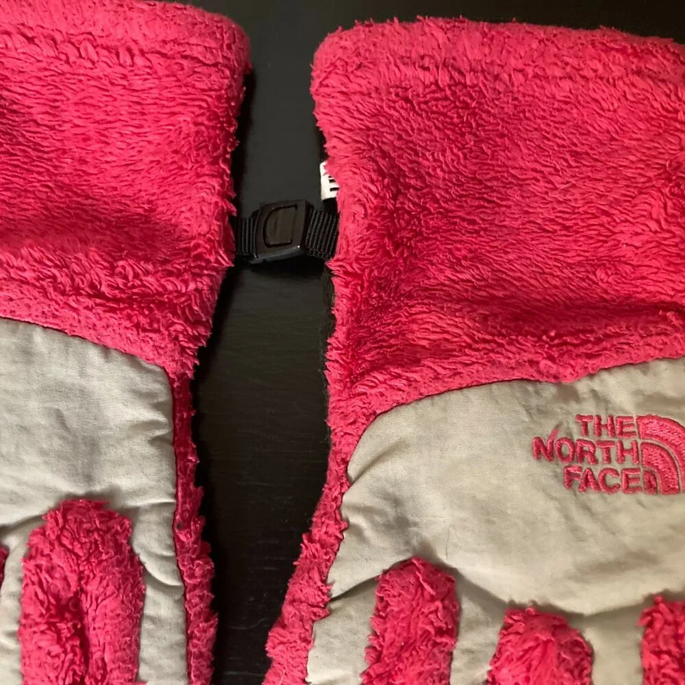 The North Face Kid's Pink/Gray Fleece Gloves - Size L